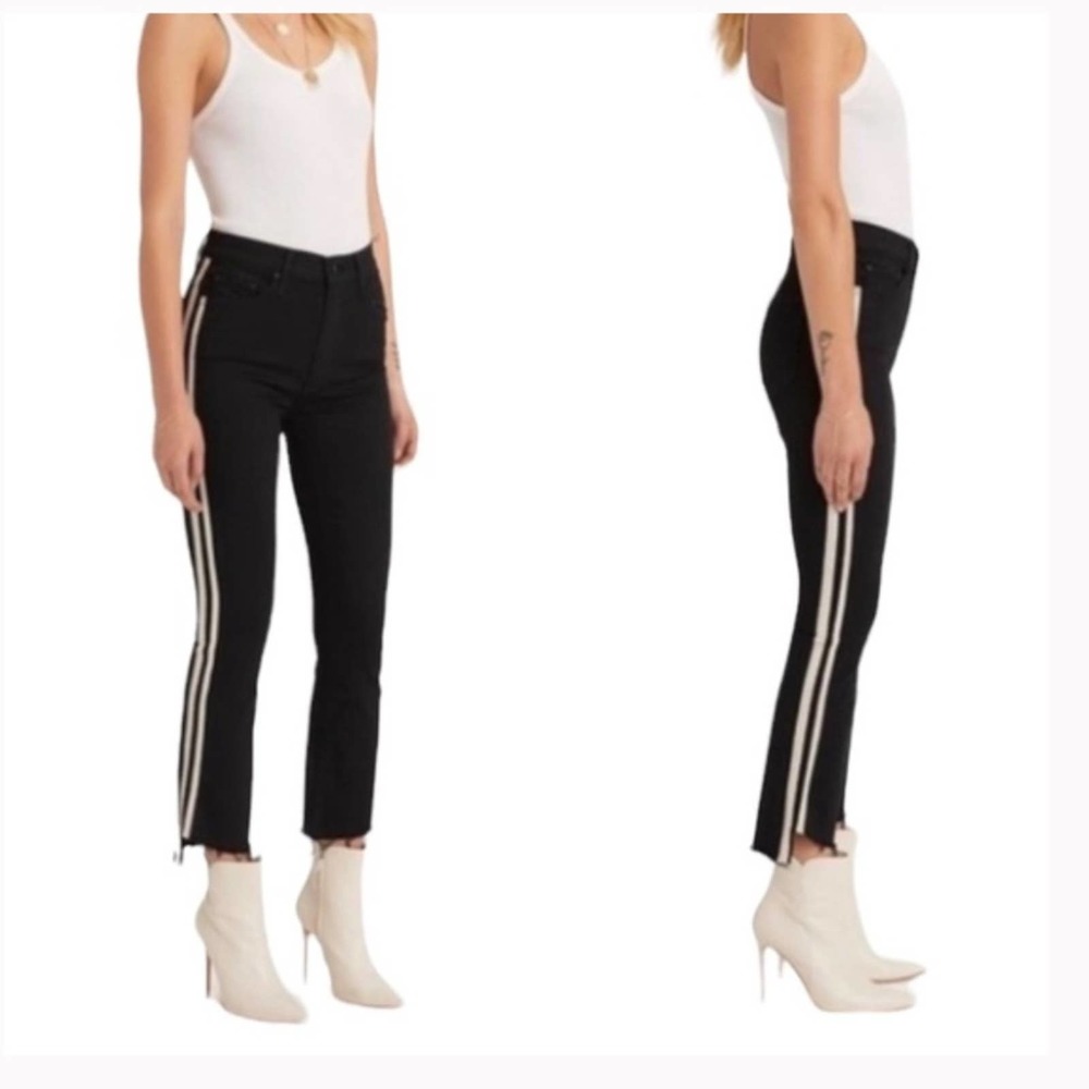 Mother Insider Crop Step Fray Jean In Guilty Racer Black 26